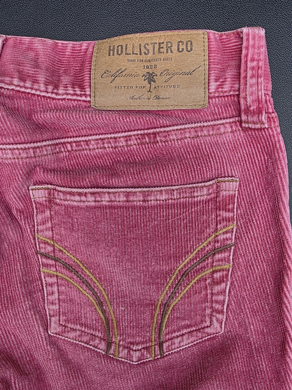 Hollister Y2k Rose-Pink Corduroy Jeans with Back Pocket Stitching Size 1